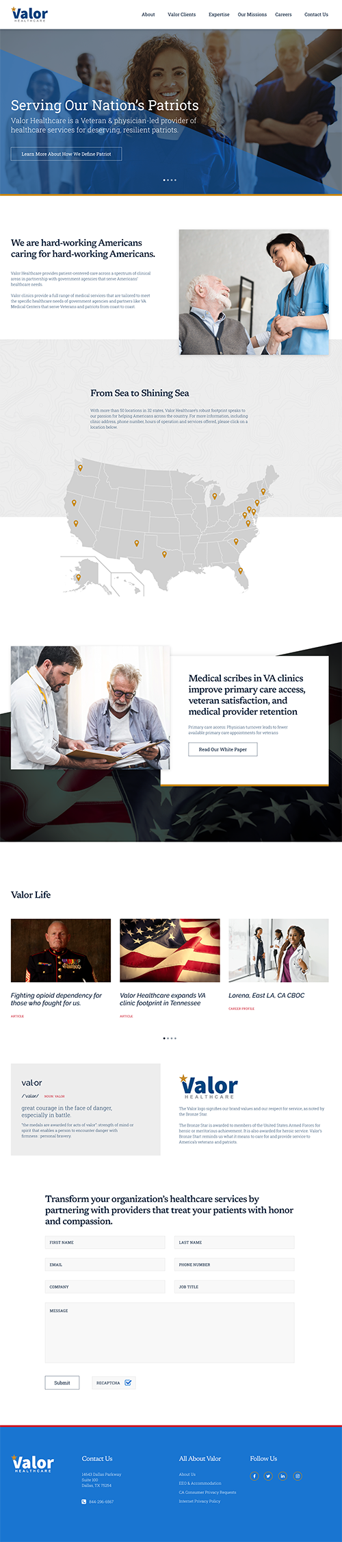Valor Healthcare website redesign